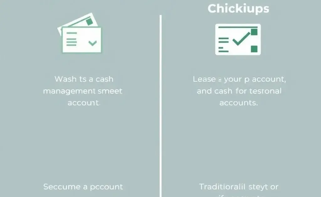A minimalist comparison table of cash management account vs traditional checking options.