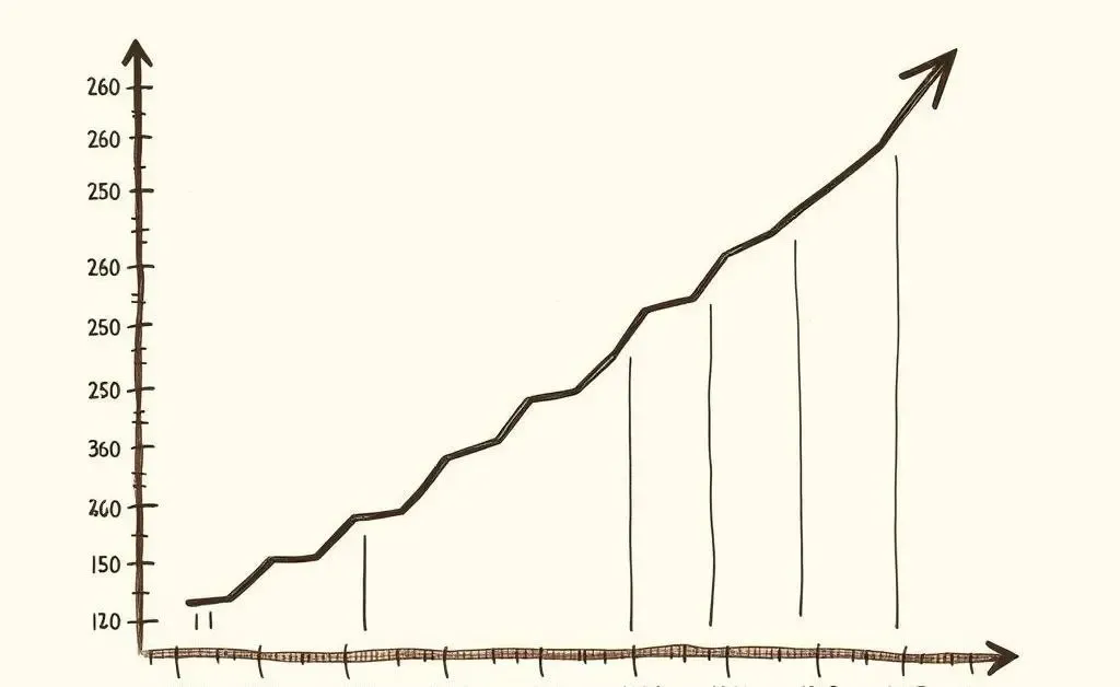 A hand-drawn chart showing the rising prices of coffee beans.