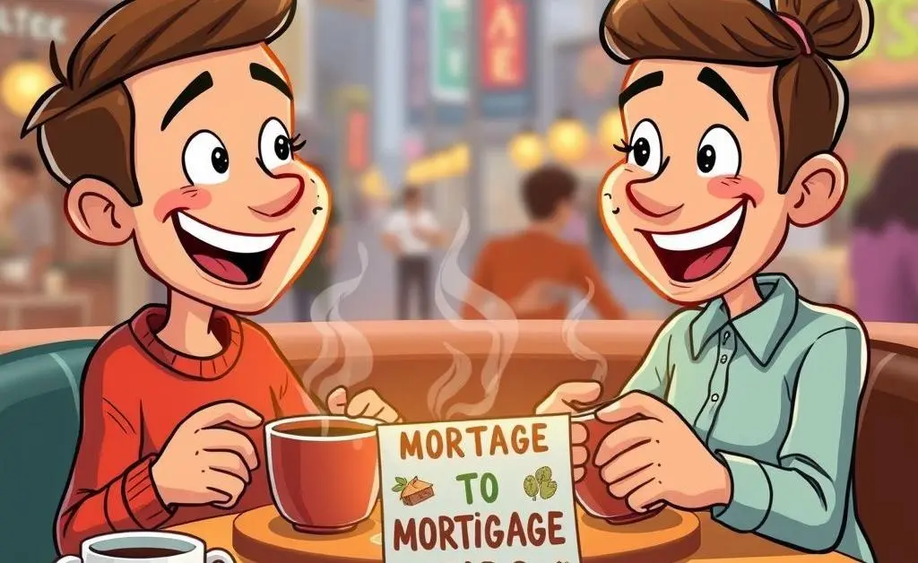 Friends discussing mortgage tips over coffee