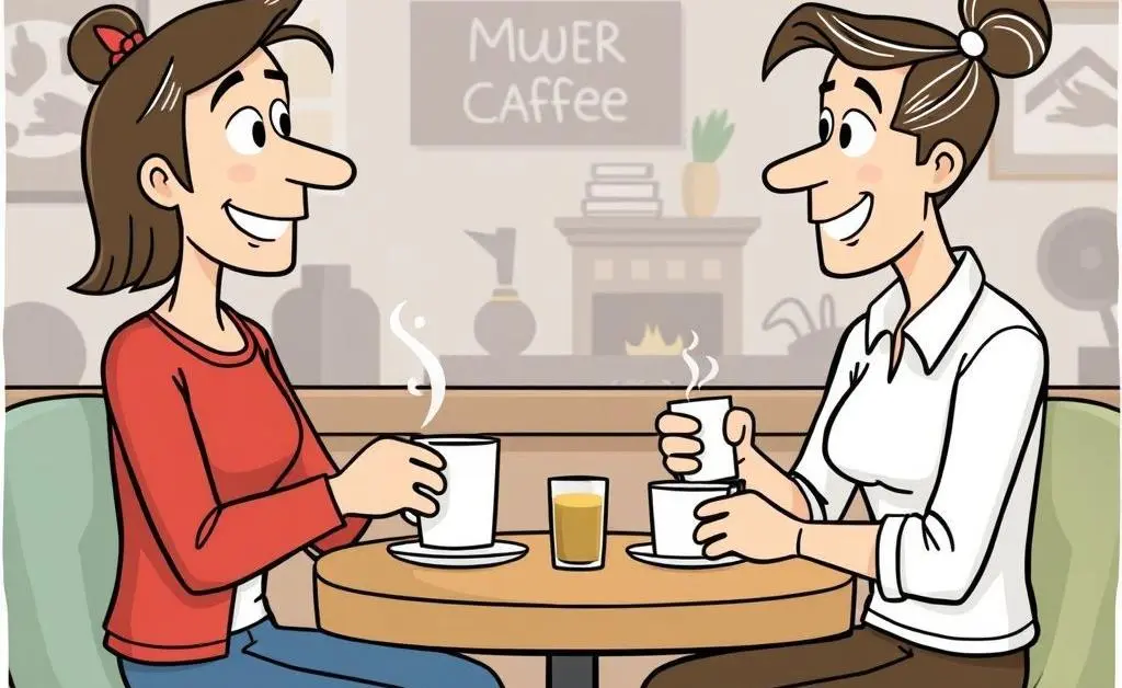 Friends discussing mortgages over coffee.