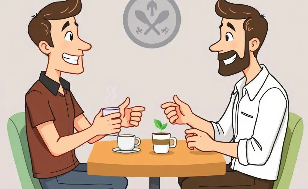 Friends discussing insurance over coffee