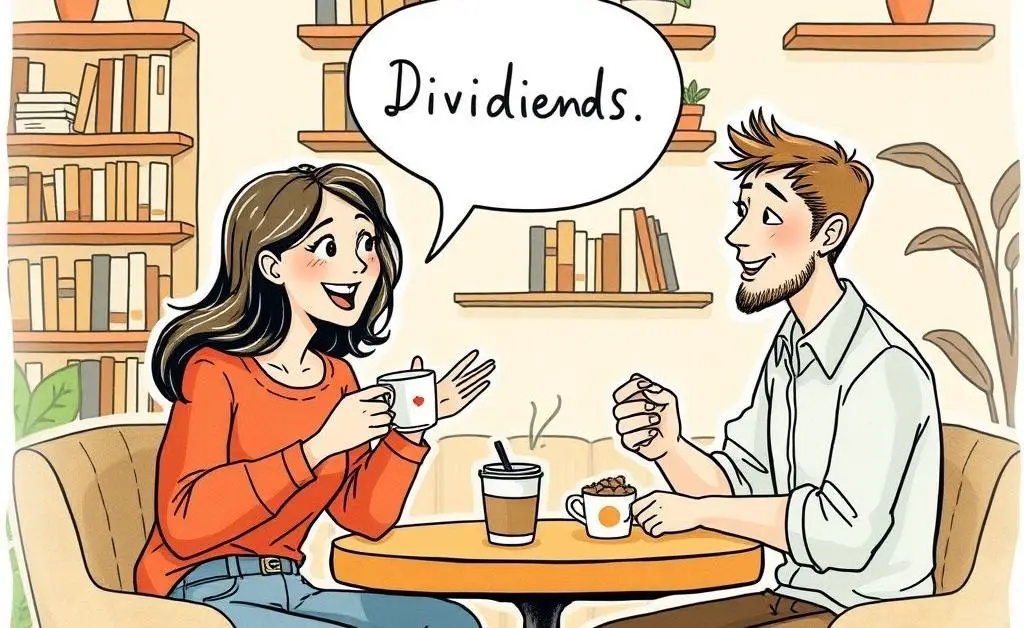 Friends discussing dividends at a coffee shop
