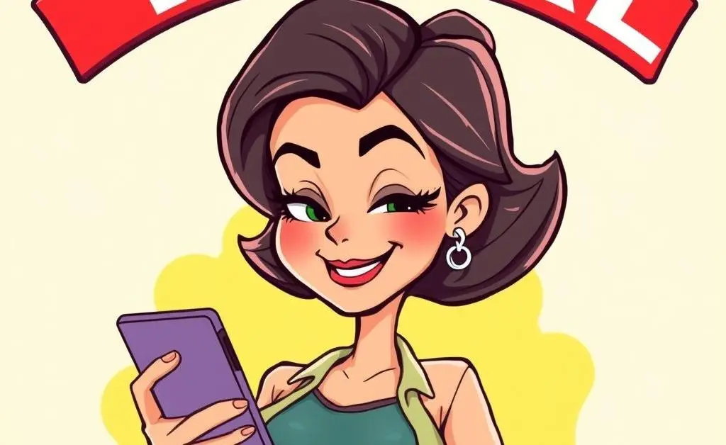 A woman checking out on her phone, oblivious to the cost