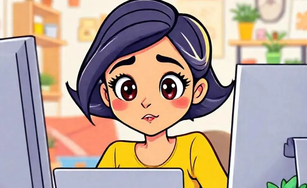 A woman looking at her online shopping total with wide eyes