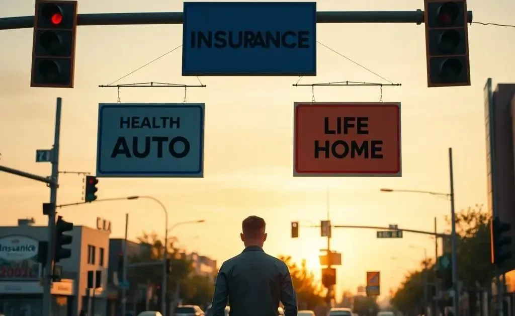 Young man at a crossroads, one path with a house sign, the other with a bakery sign