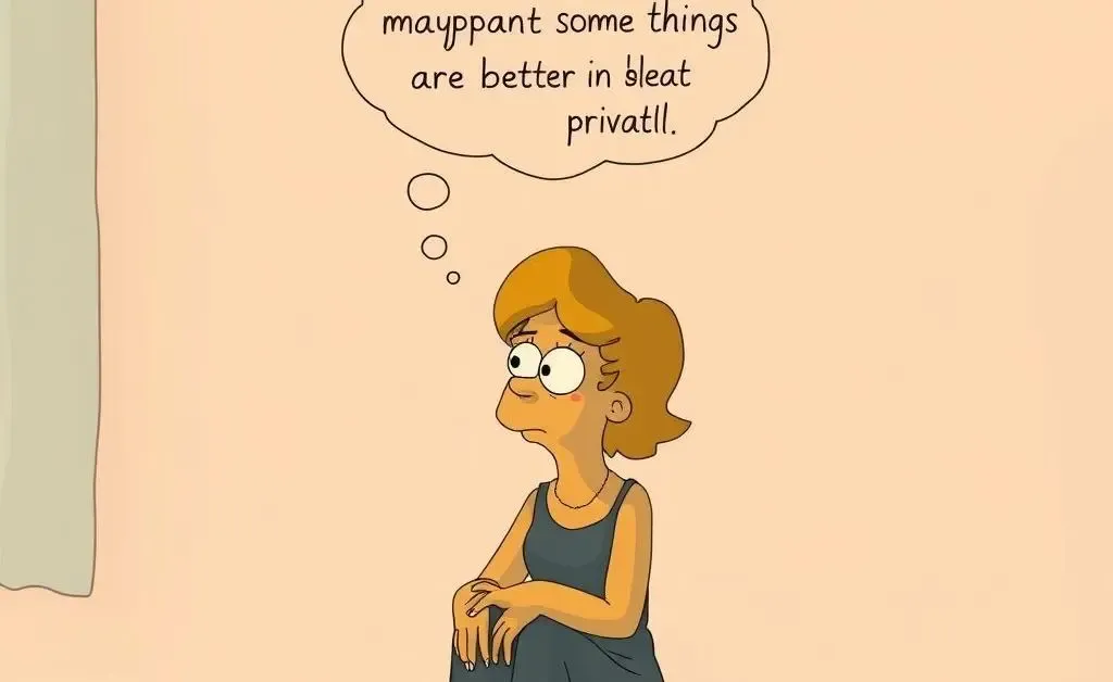 Lisa reflecting alone with a thought bubble reading 'maybe not everything needs to be shared'