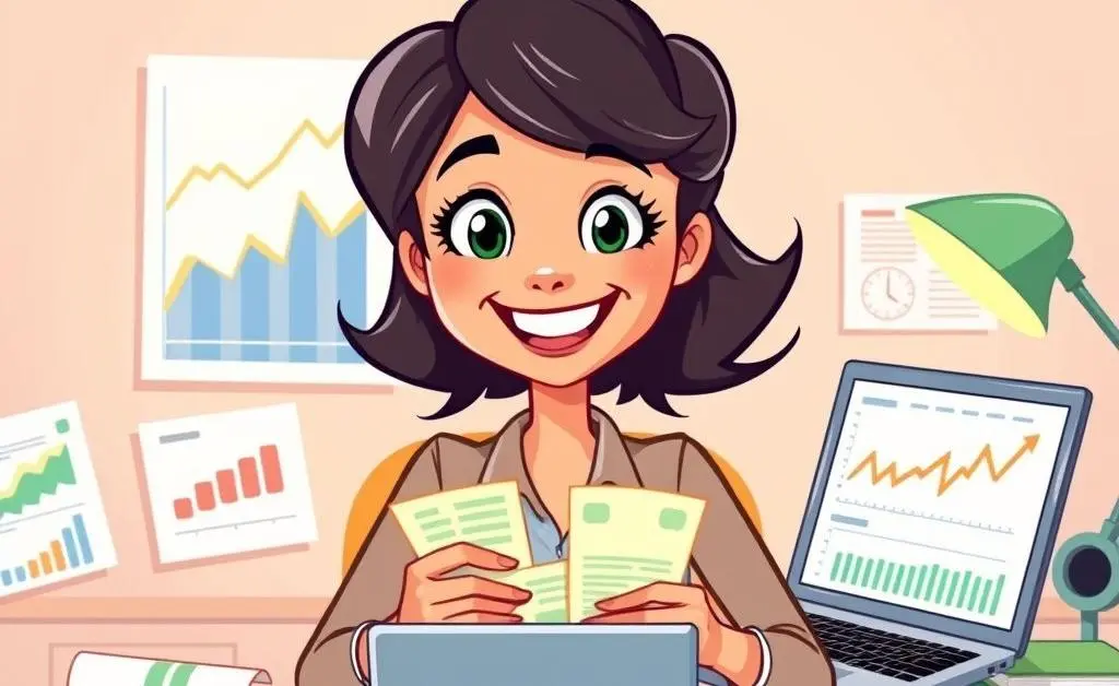 A woman organizing her finances.