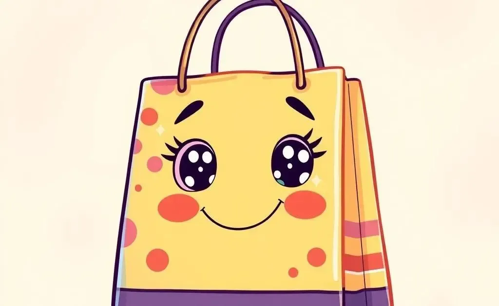A woman smiling contently with a smaller shopping bag