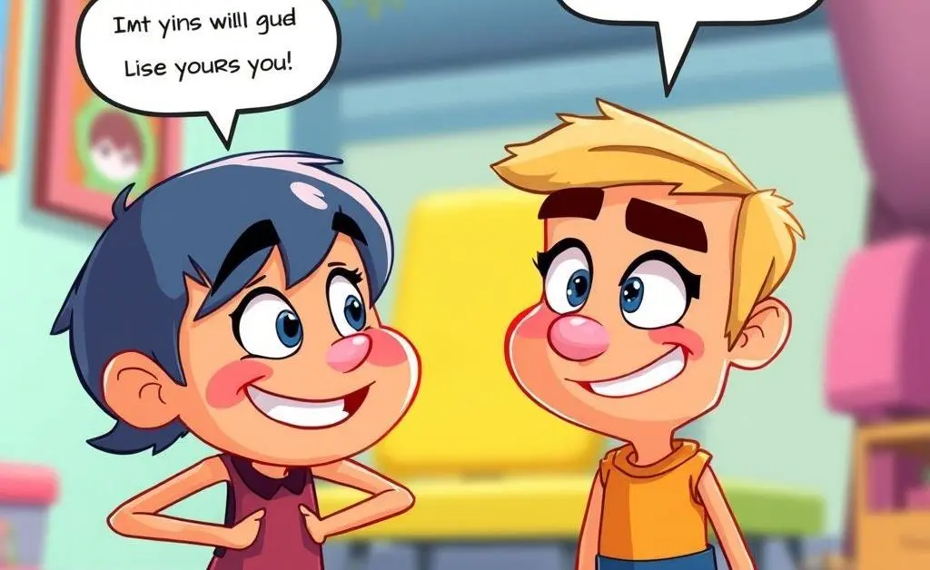 Two cartoon characters with opposing viewpoints, but one has a smile, showing respectful disagreement.