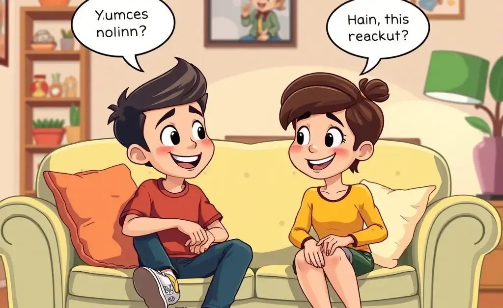 Two people having a lighthearted conversation