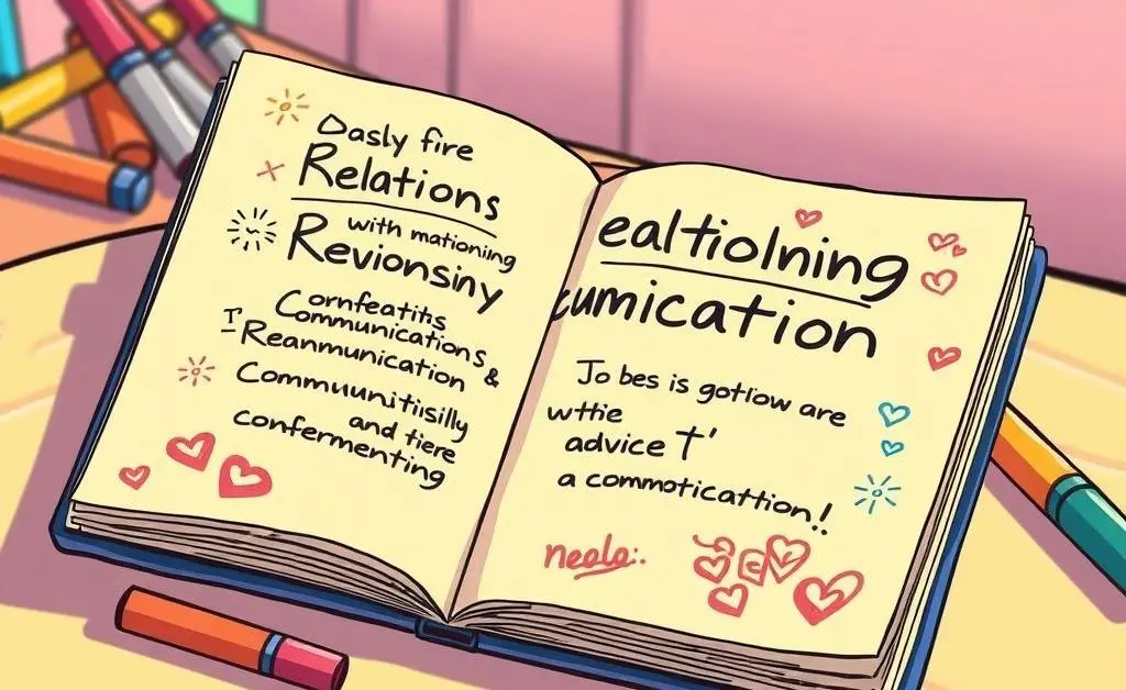 A notepad featuring communication tips for relationships.