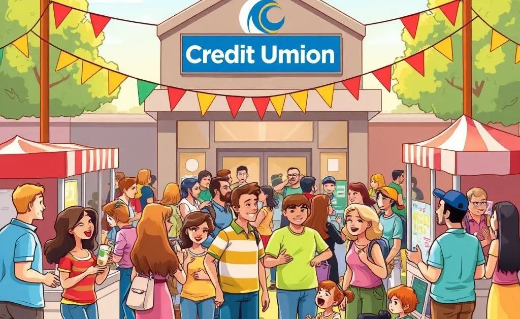 Credit union hosting a community event with people