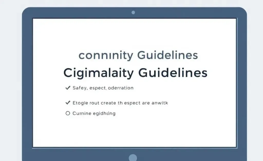 Digital community guidelines displayed on a screen