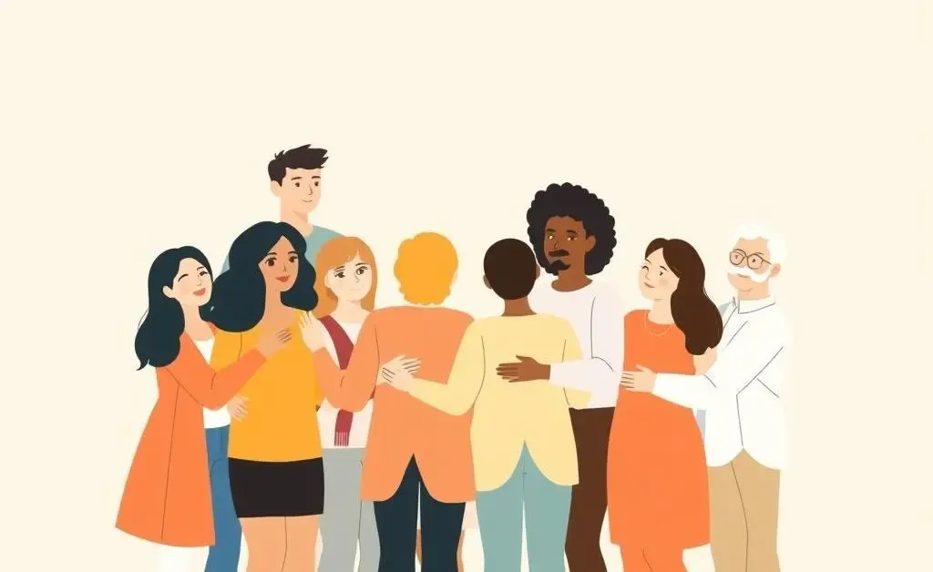 Group of diverse people supporting each other
