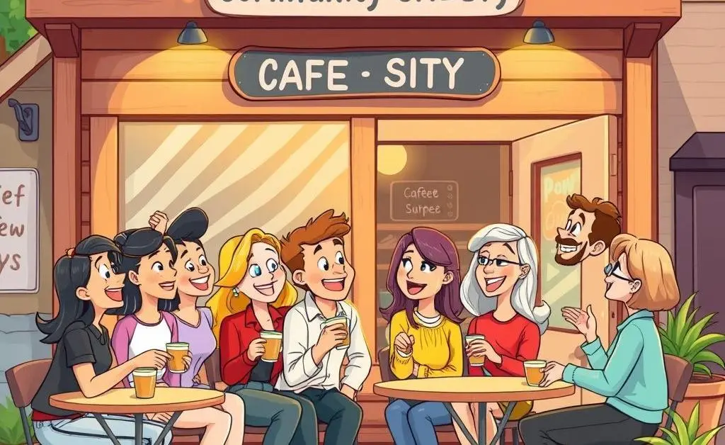 People discussing safety over coffee
