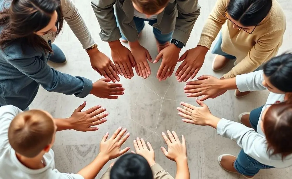 People supporting each other in a circle