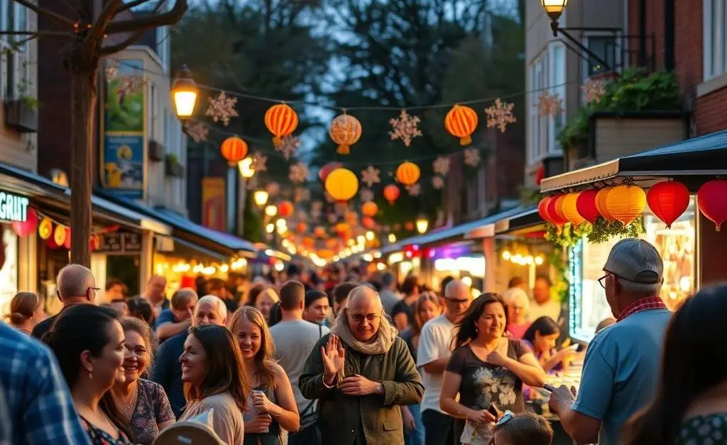 A spirited neighborhood gathering, showing joy and community connection.