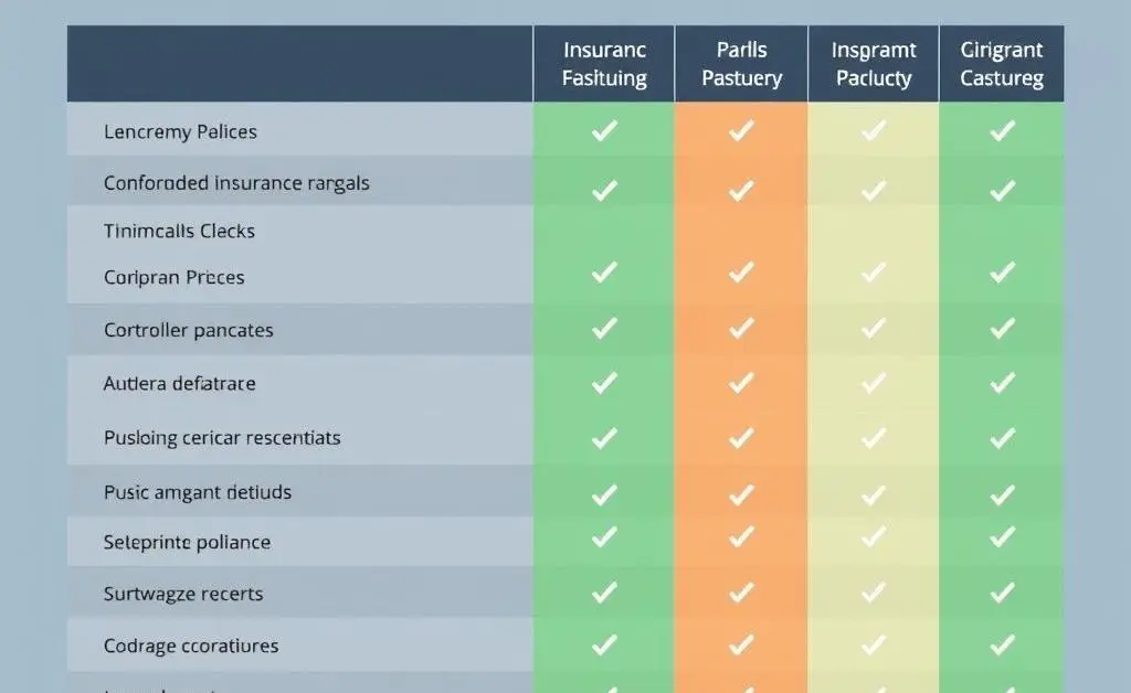 Comparison chart of insurance policies