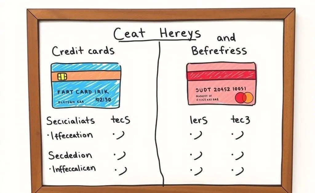 Comparing benefits of different credit cards on a board