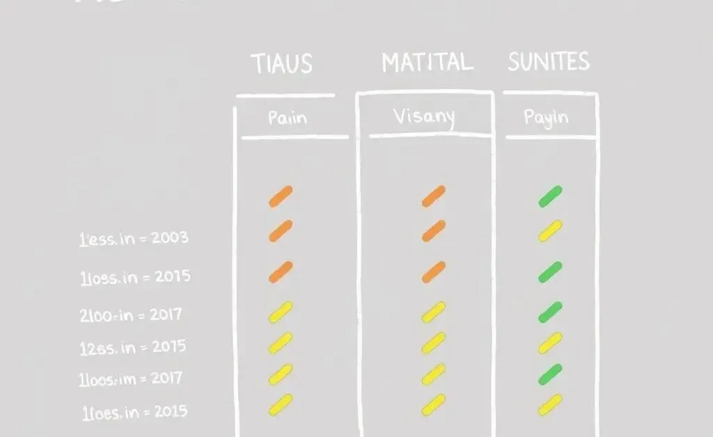 Comparison chart of different health insurance plans with colorful indicators.