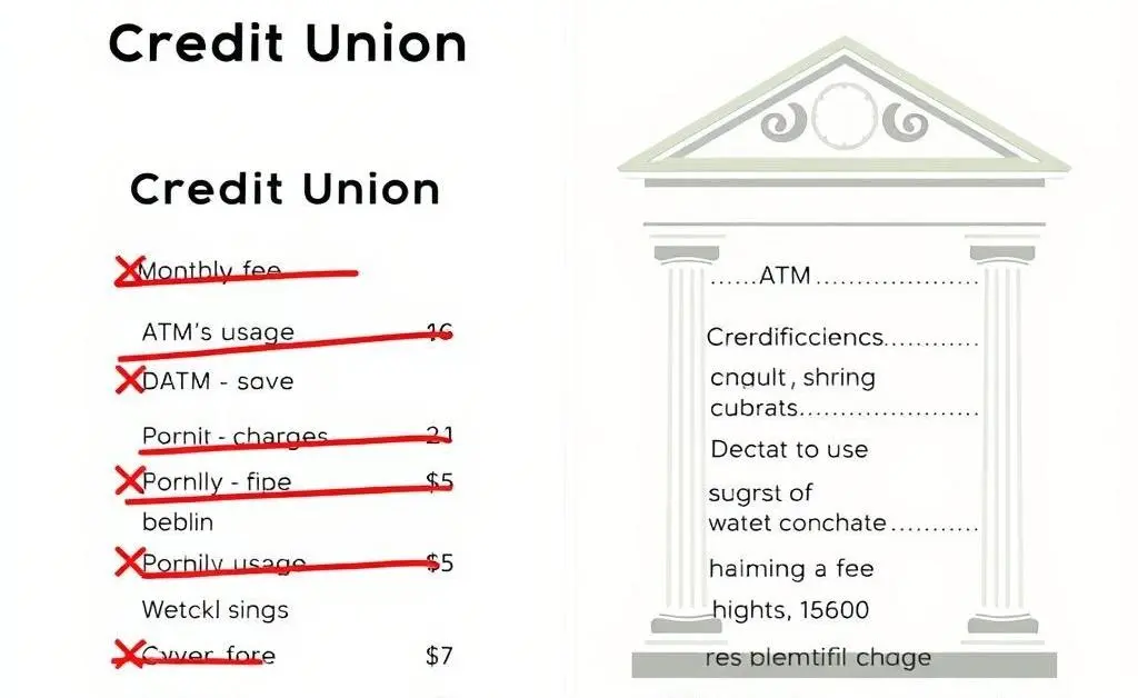 Comparison of fees at a bank versus credit union