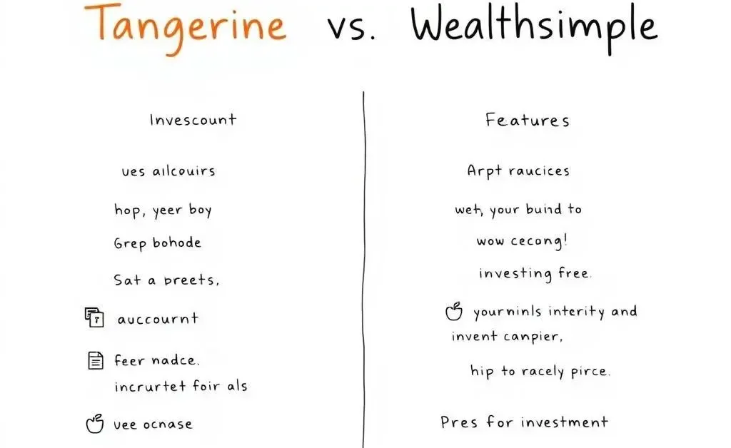 A minimalist chart comparing features of Tangerine and Wealthsimple