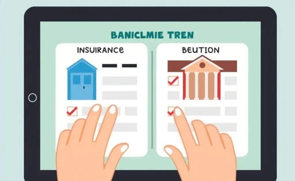 Two hands comparing different insurance plans on a tablet