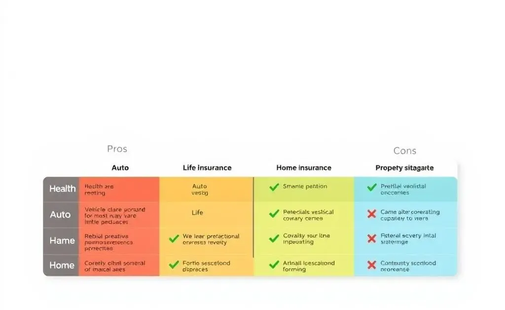 A comparison chart of different insurance policies showing pros and cons