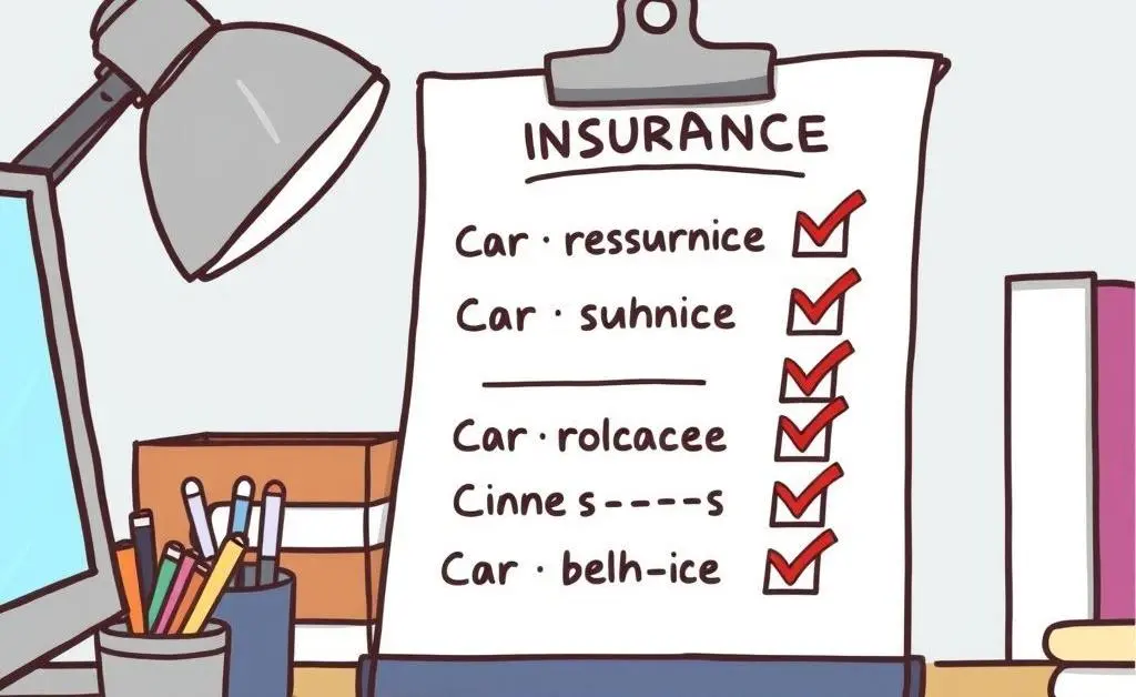 A checklist of car insurance options on a tidy desk