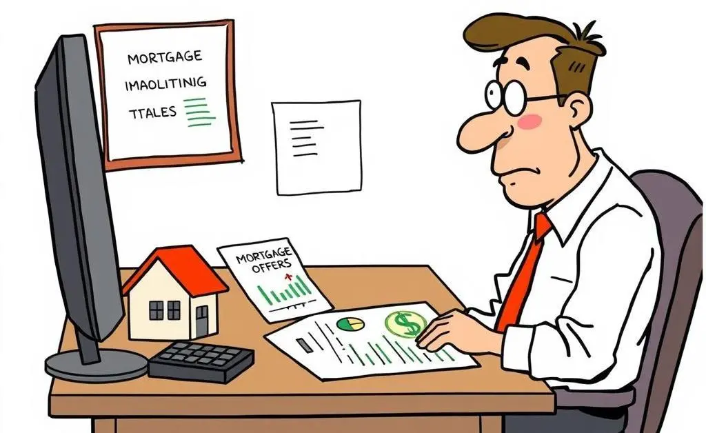 Person comparing different loan options on a screen