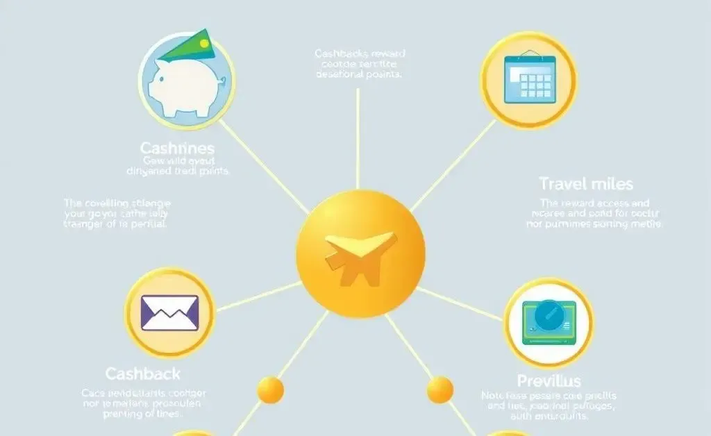 Diagram comparing different rewards and perks offered by credit cards