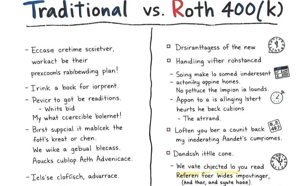 Comparison chart of Traditional vs Roth 401(k) pros and cons