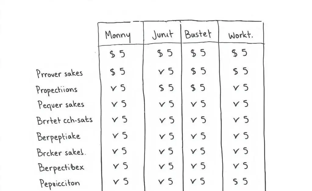 A hand-drawn chart comparing brokerage fees of different platforms.
