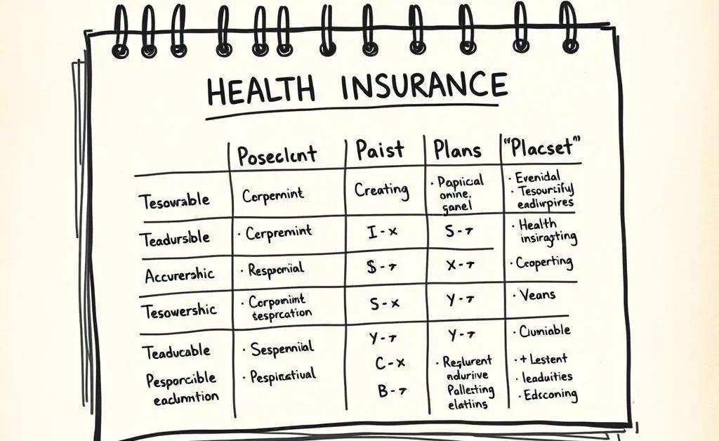 Comparison chart of health insurance plans
