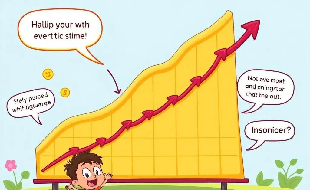 Cartoon-style depiction of the steps involved in compound interest calculation.