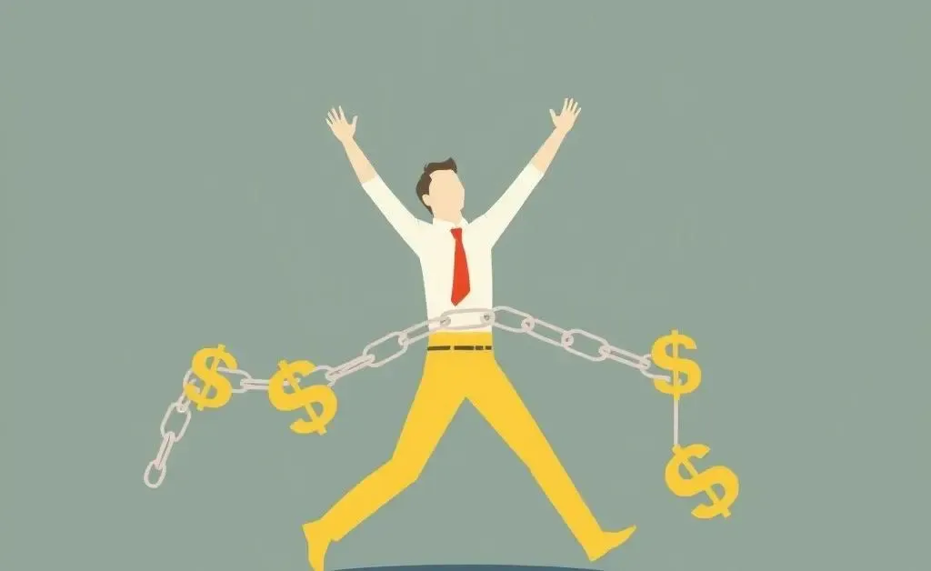 Person breaking free from financial burdens