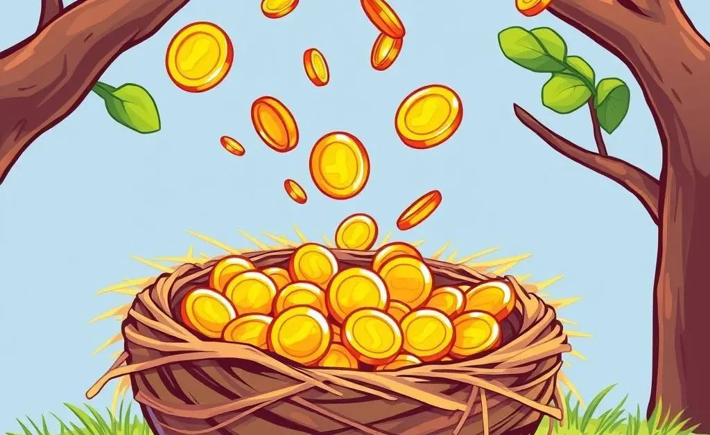 A nest egg with coins suggesting retirement savings