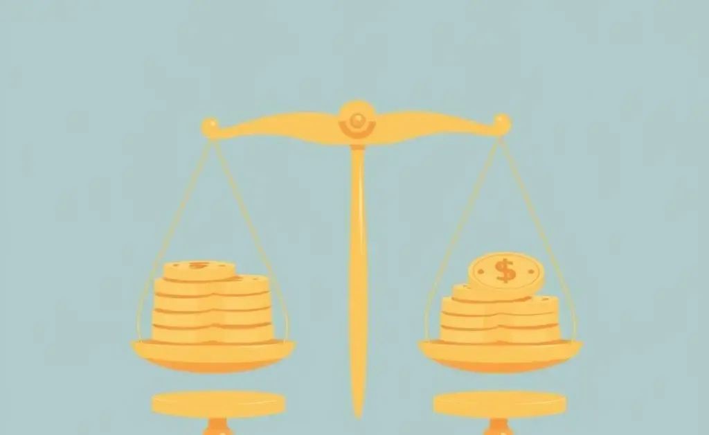 Minimalist illustration of confidence in making financial decisions with balance scales