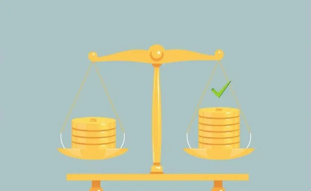 Minimalist illustration of confident investment decisions with balance scales