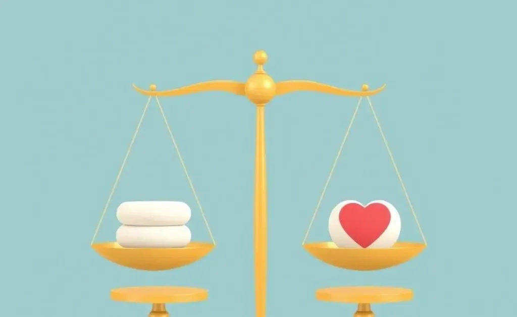 Minimalist illustration of confident decision-making in health insurance claims represented by balanced scales