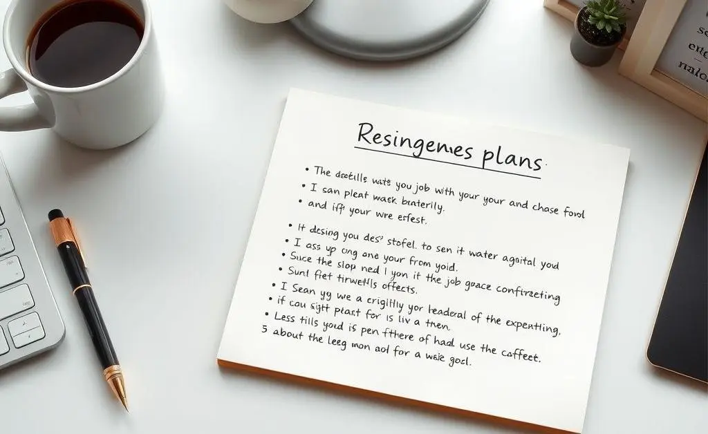 An organized desk with a step-by-step plan for leaving a job gracefully.