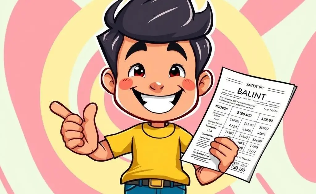 Confident person holding bank statement