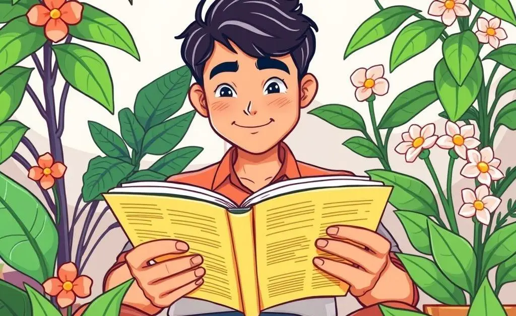 A confident investor surrounded by books