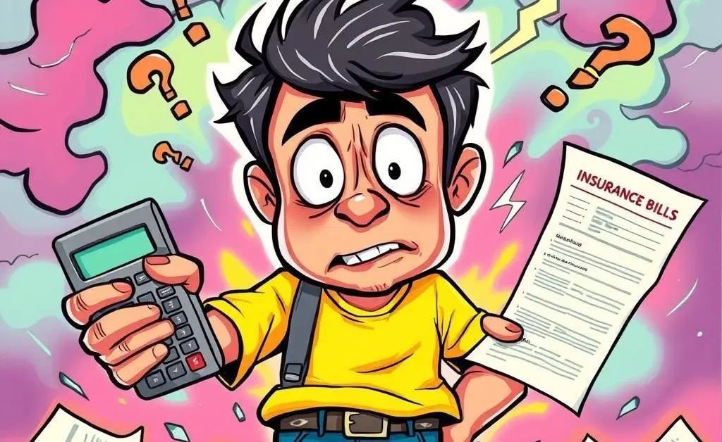 A confused person holding a calculator
