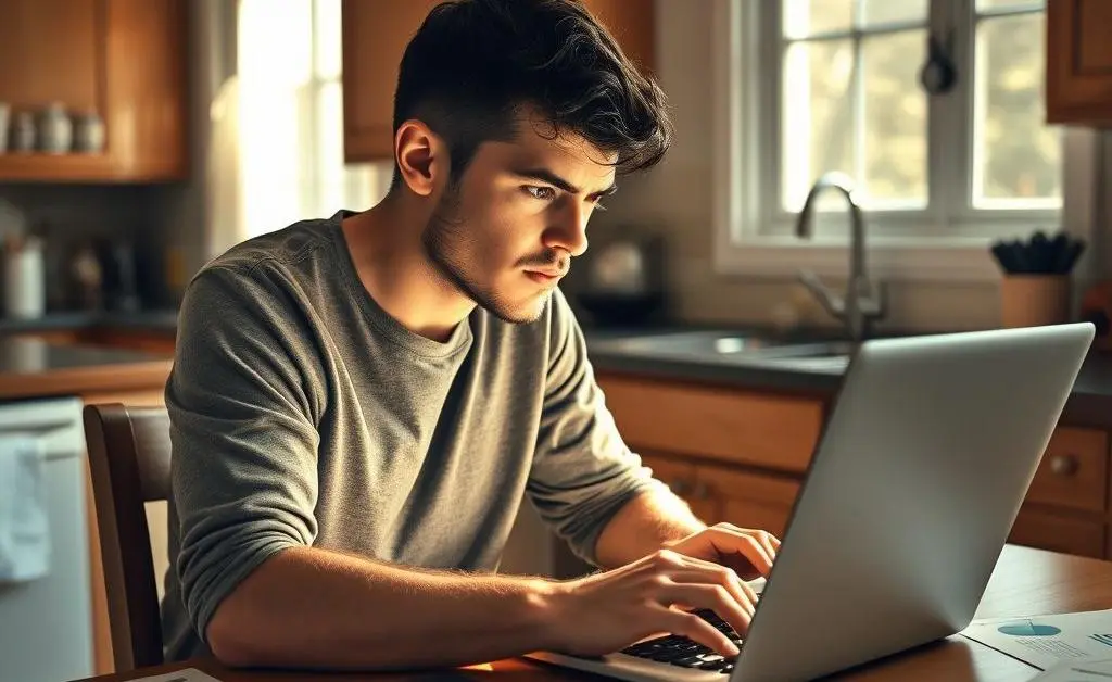 A person thinking about retirement while looking at financial documents