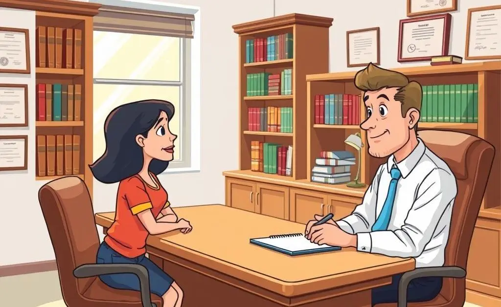 A person consulting with a lawyer over a small claims case