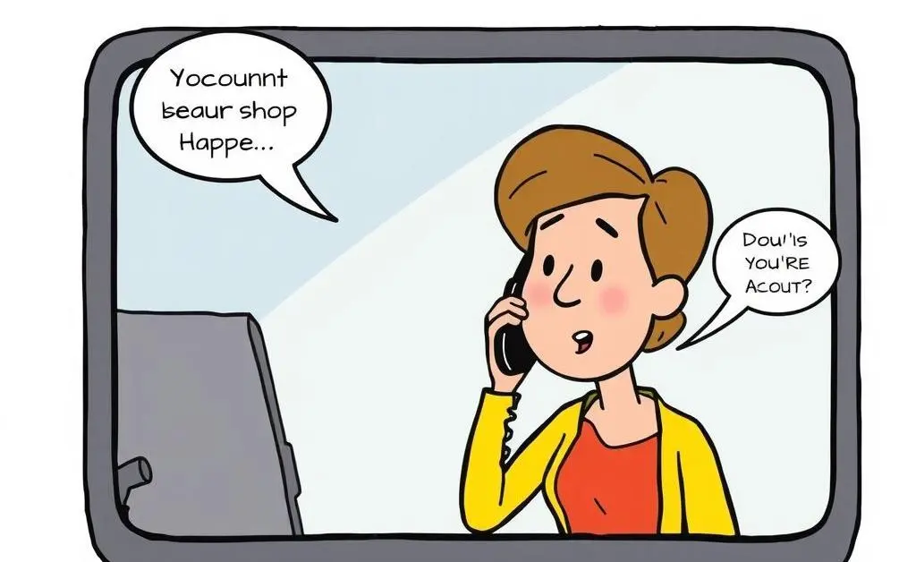 Cartoon image of a person on the phone with a bank representative, discussing account security.