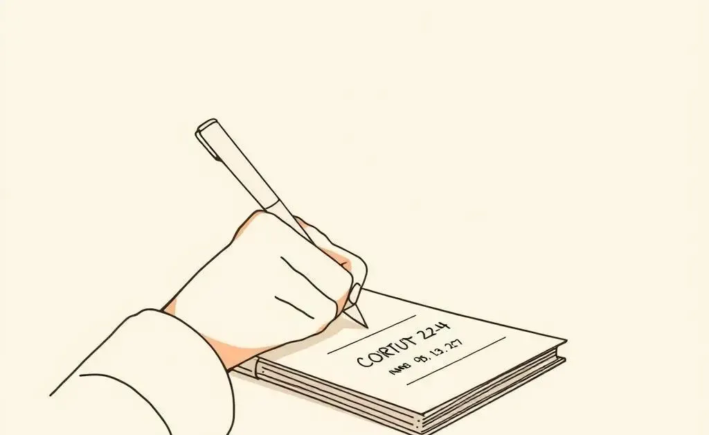 Minimalist illustration of a person writing contact information on a notepad.
