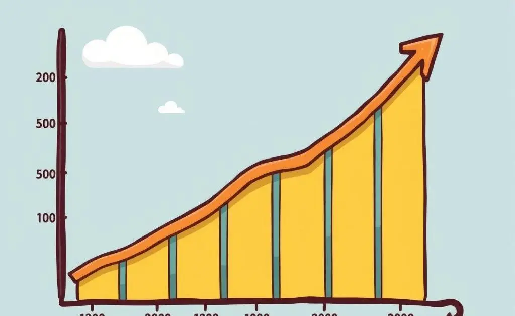 Graph showing steady dividend growth.