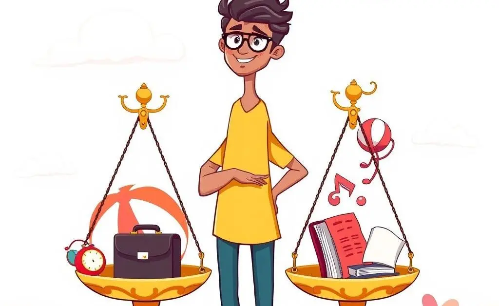 Illustration of balancing work and leisure for financial independence.